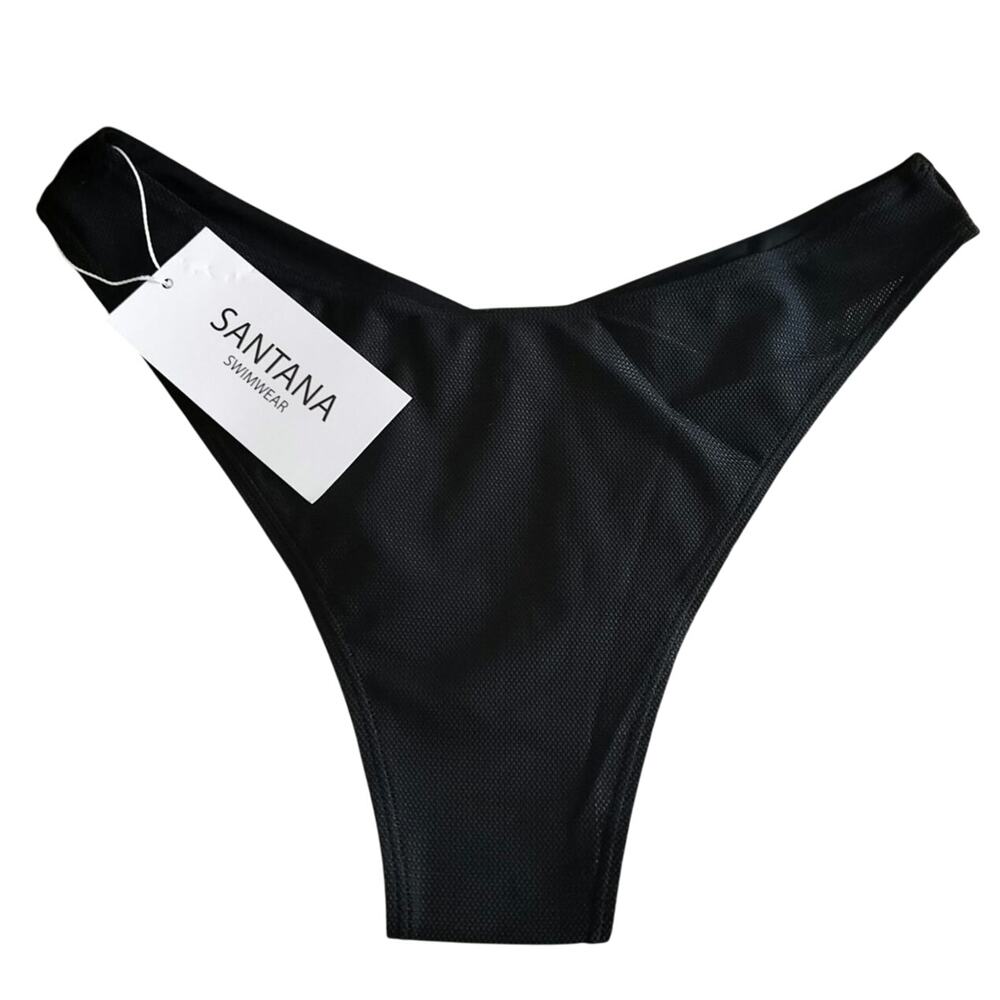 🌻 2/$20 NEW Santana Swimwear Size M Medium V Bottom Bikini Black Semi Sheer Mesh